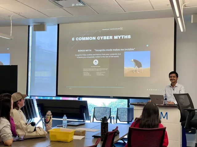Cyber safety workshop being delivered to students at the Centre for Digital Media.